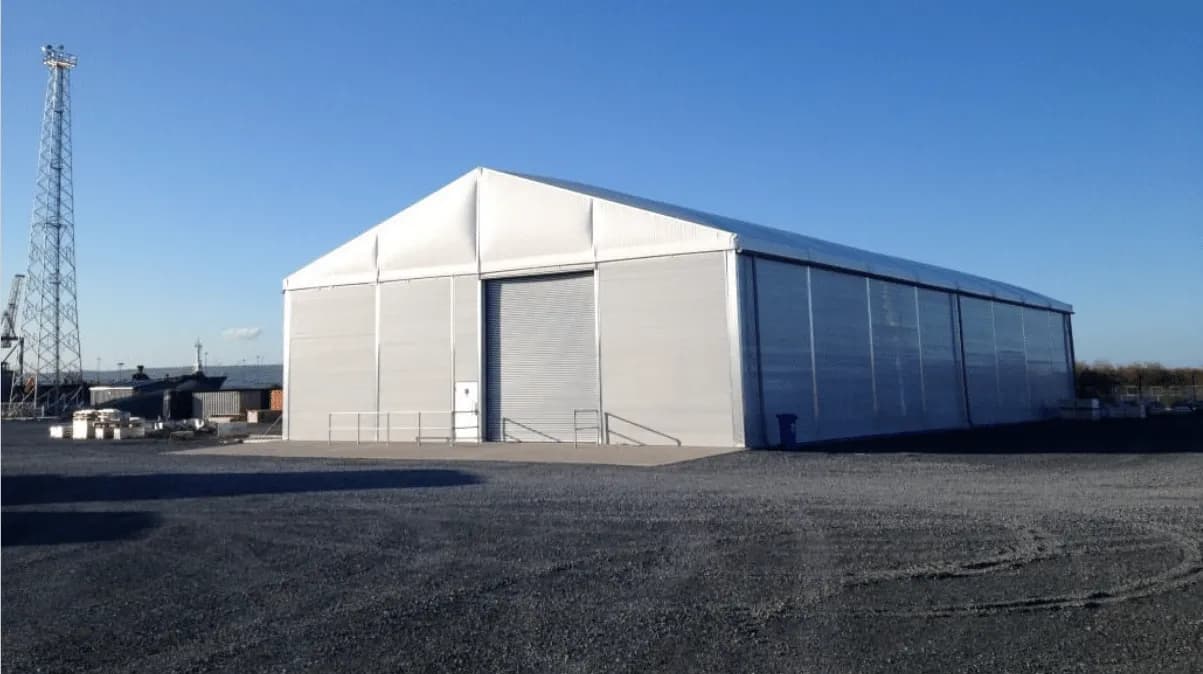 Blast tent in a large open industrial space