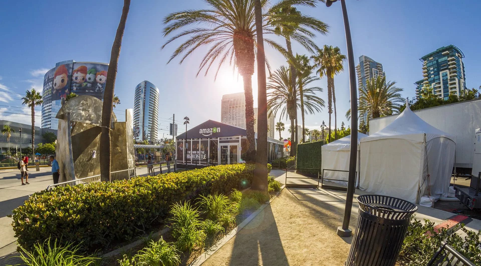 Amazon Prime Video tent entrance framed by palm trees