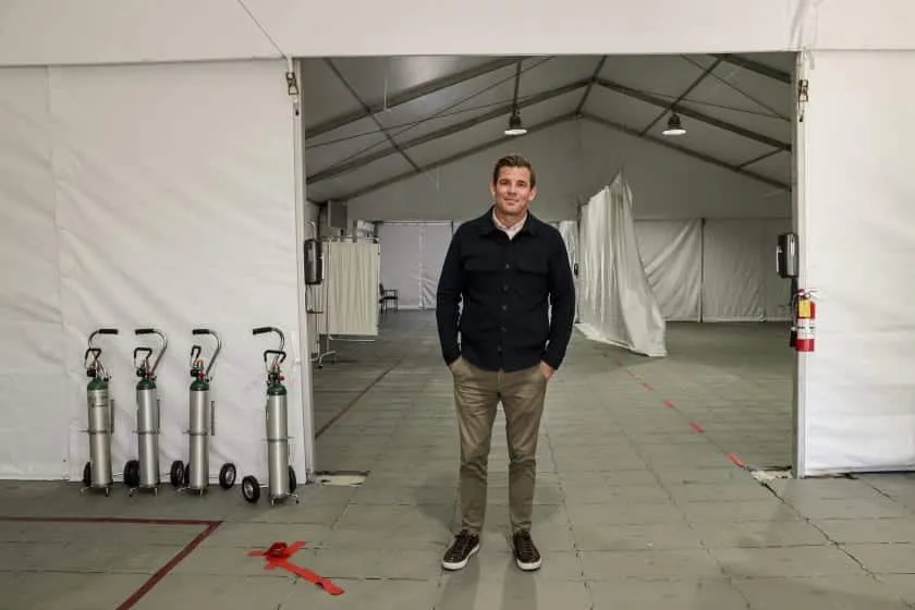 Ryan Choura inside Fountain Valley Regional Hospital Tent