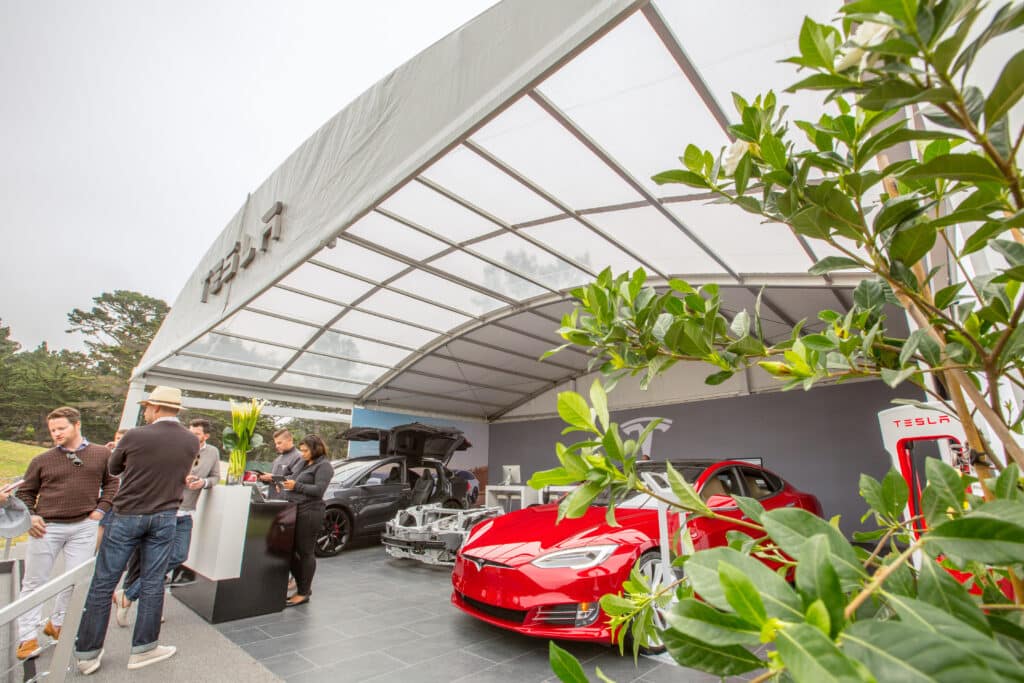 Arcum Structure for Tesla Activation at Pebble Beach Concours D'Elegance 
