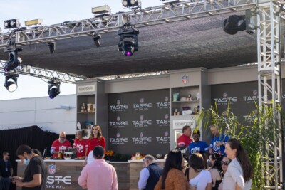 Choura: Taste of NFL | Los Angeles CA | February 2022 Taste of NFL outside bar setup serving hungry attendees